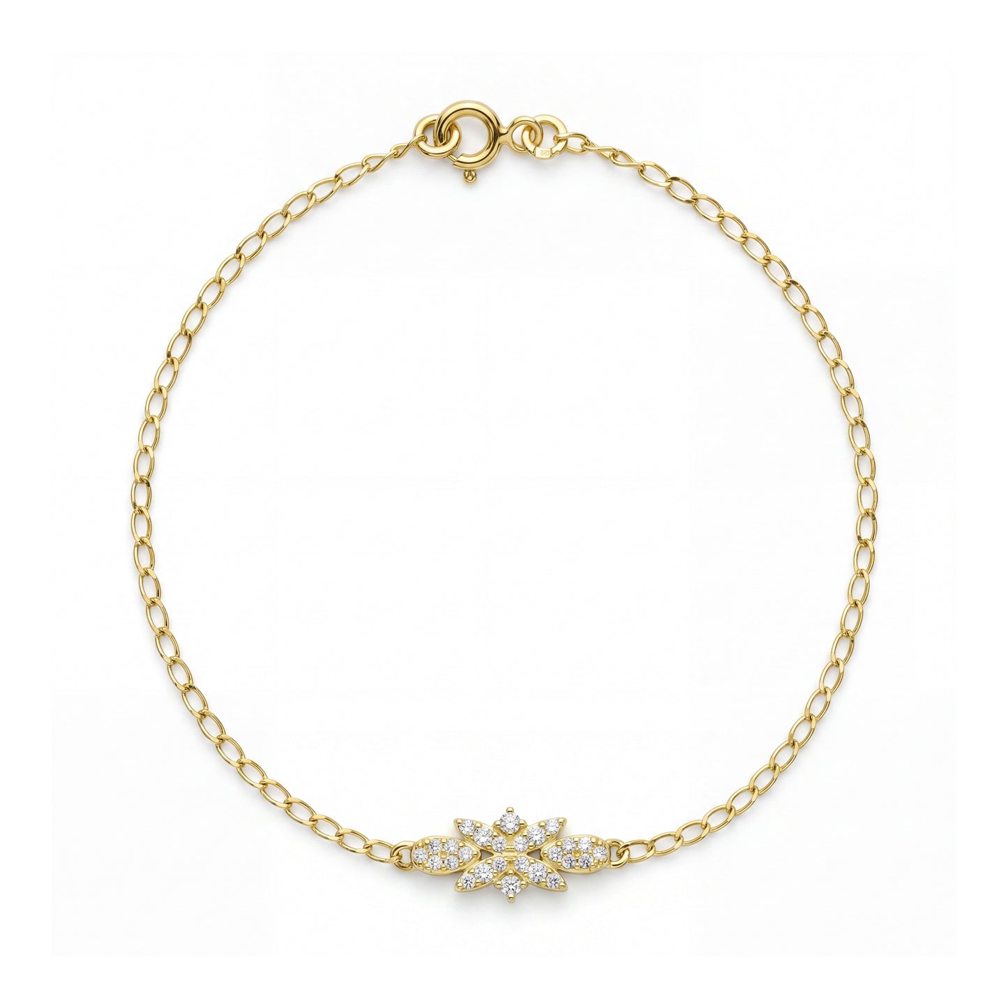 18K Gold and Zircon Leaf-Inspired Jewelry Set