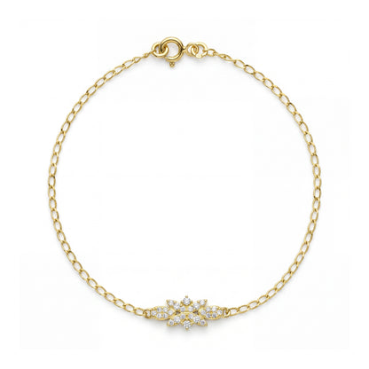 18K Gold and Zircon Leaf-Inspired Jewelry Set