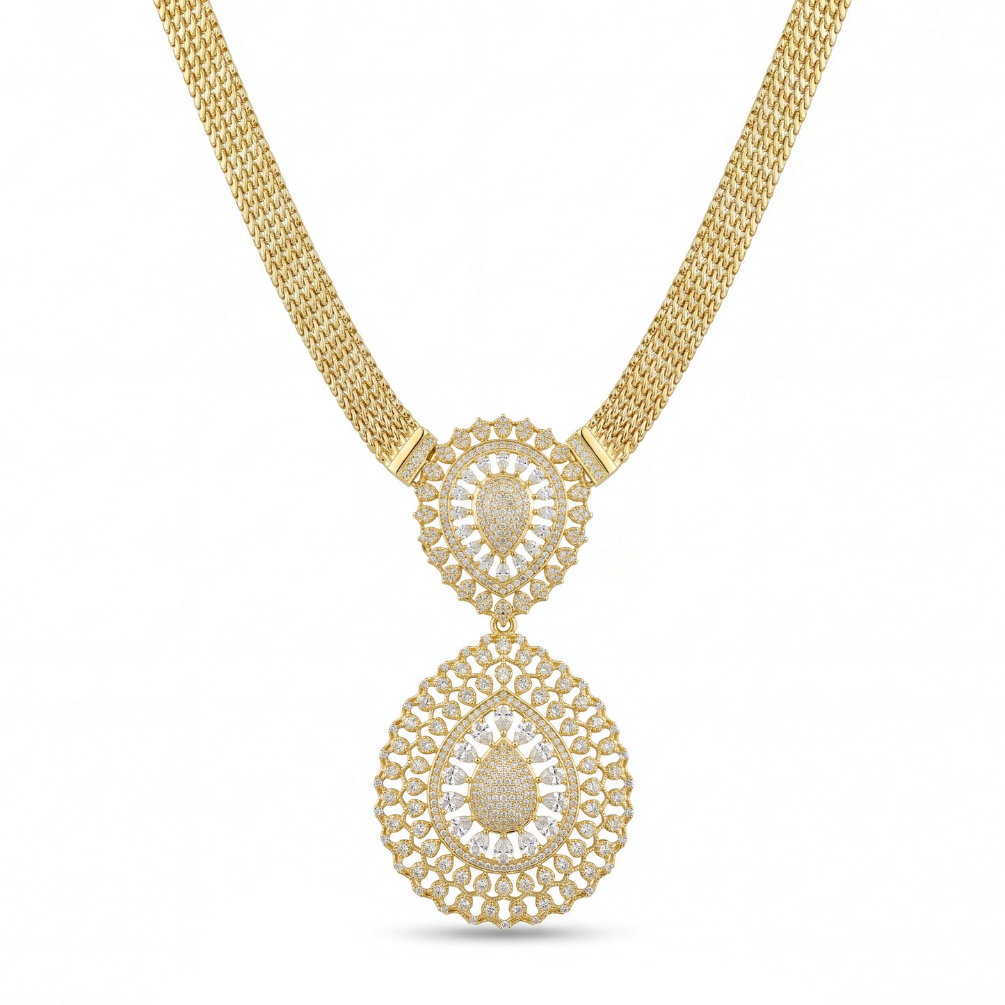18K Gold Emerald & Zircon Grand Statement Set