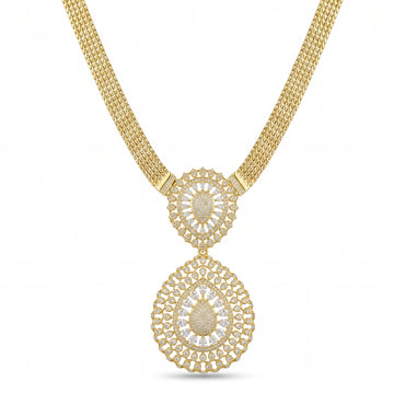 18K Gold Emerald & Zircon Grand Statement Set
