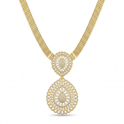 18K Gold Emerald & Zircon Grand Statement Set