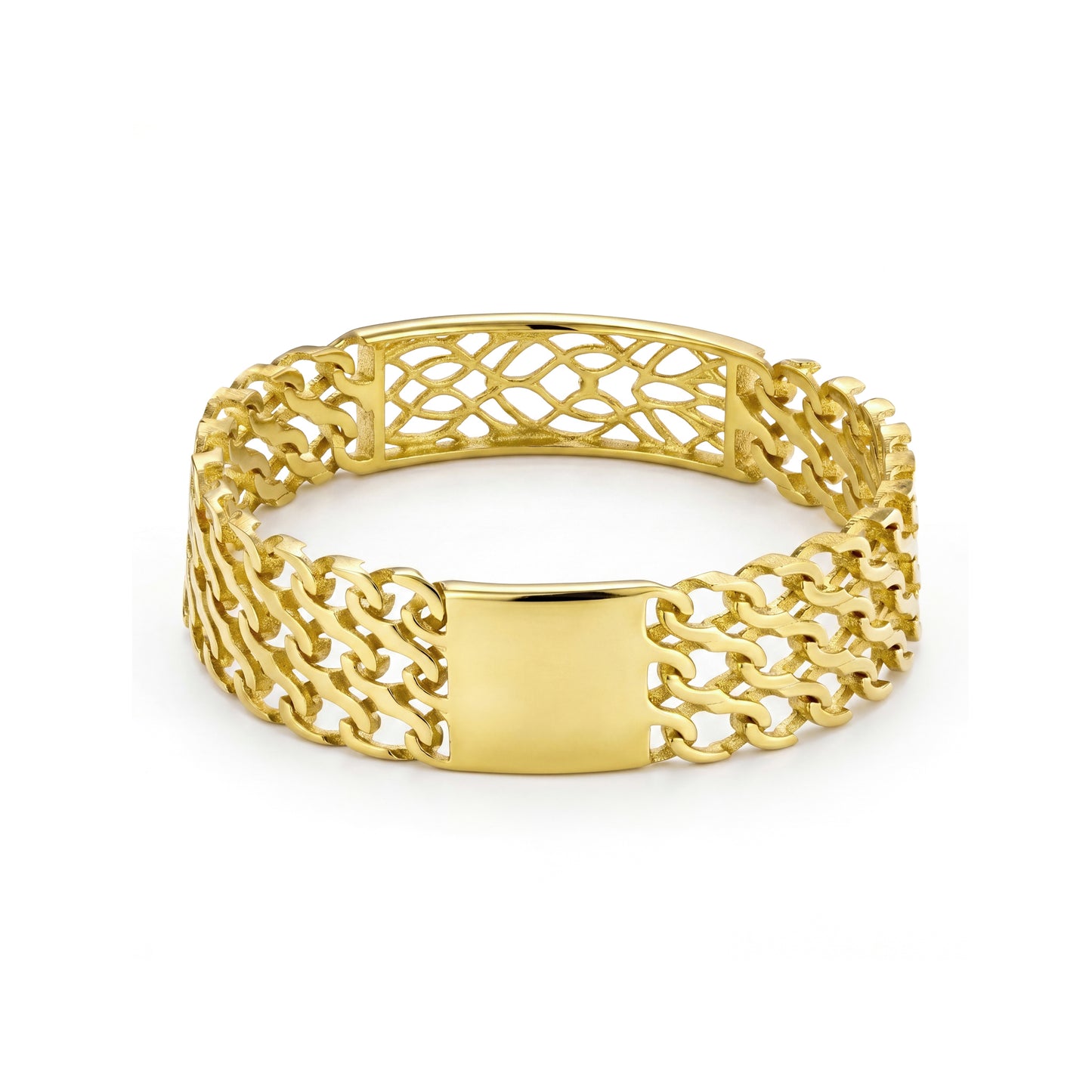 18K Solid Gold Mesh Link Full Set.