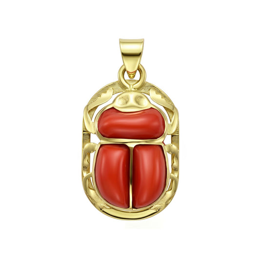 18K Sacred Scarab Beetle Amulet Pendant