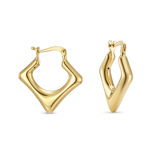 18K Modern Square-Shaped Gold Hoops