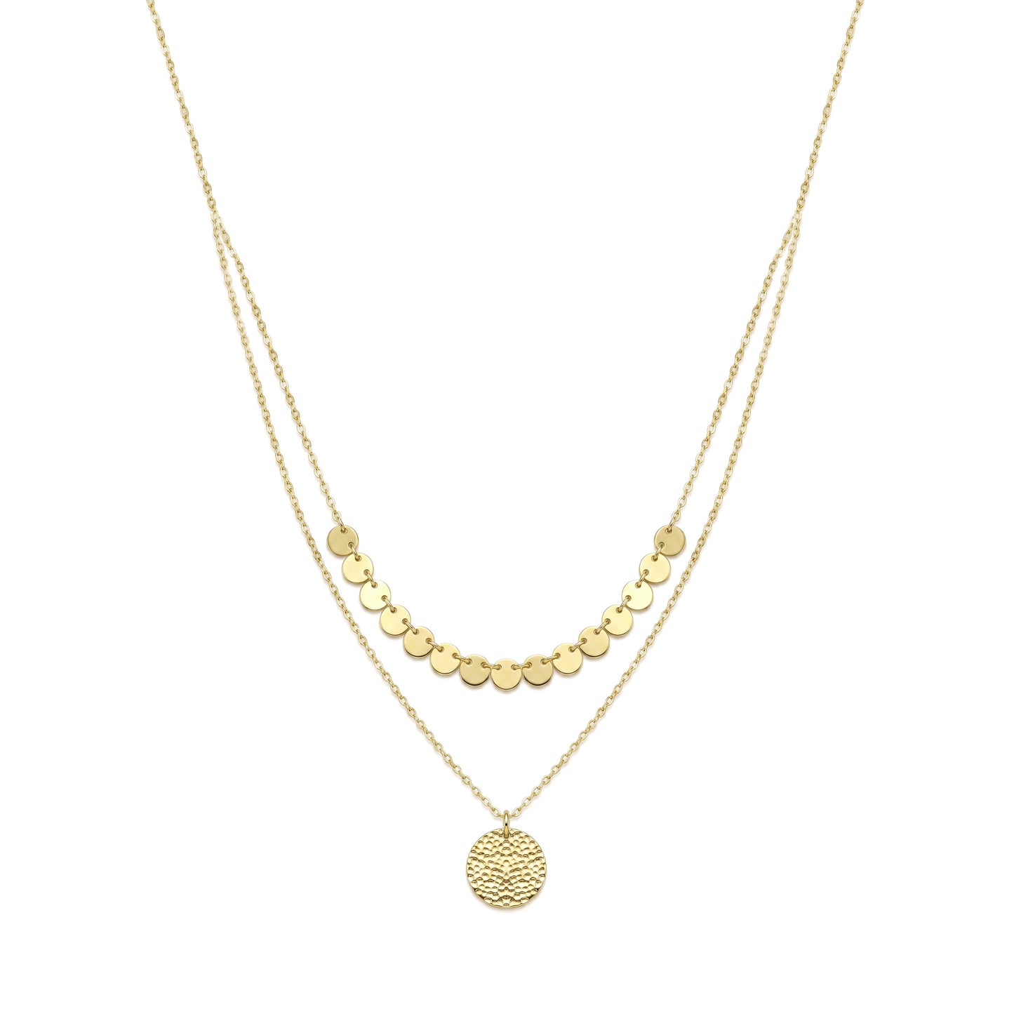 18K Solid Gold Double-Strand Disc