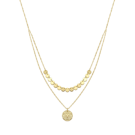 18K Solid Gold Double-Strand Disc