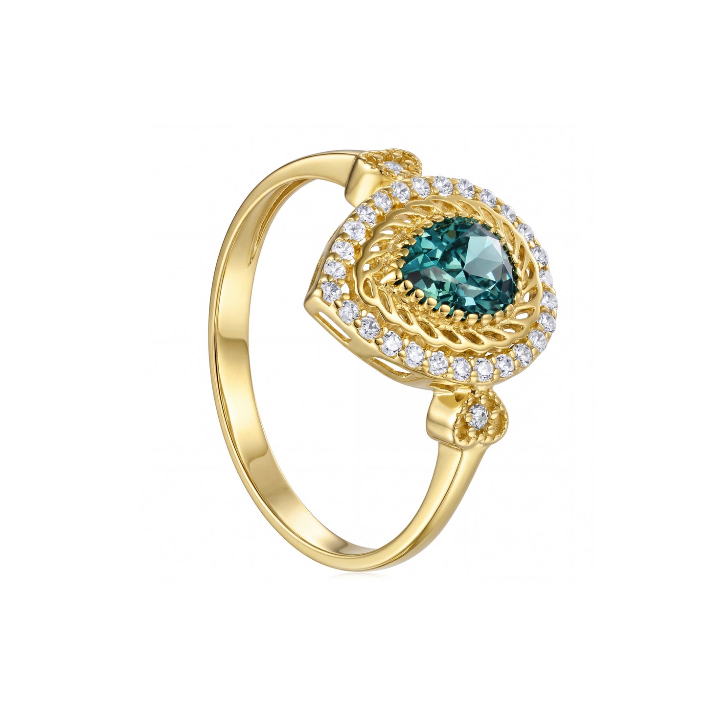 18K Gold Pear-Cut Aquamarine Ring