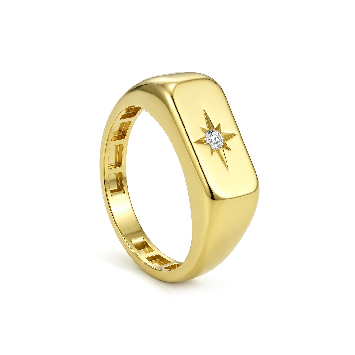 18K Gold Celestial North Star Pinky Ring