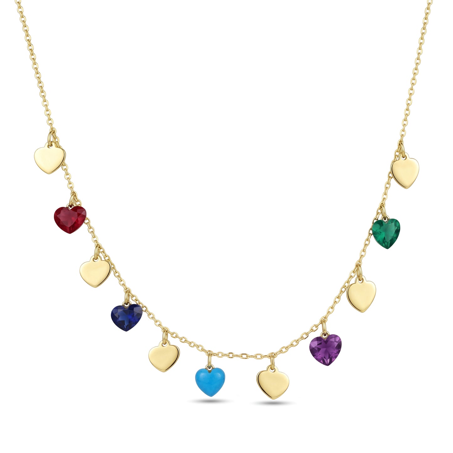 18K Solid Gold Multicolor Heart Zircon