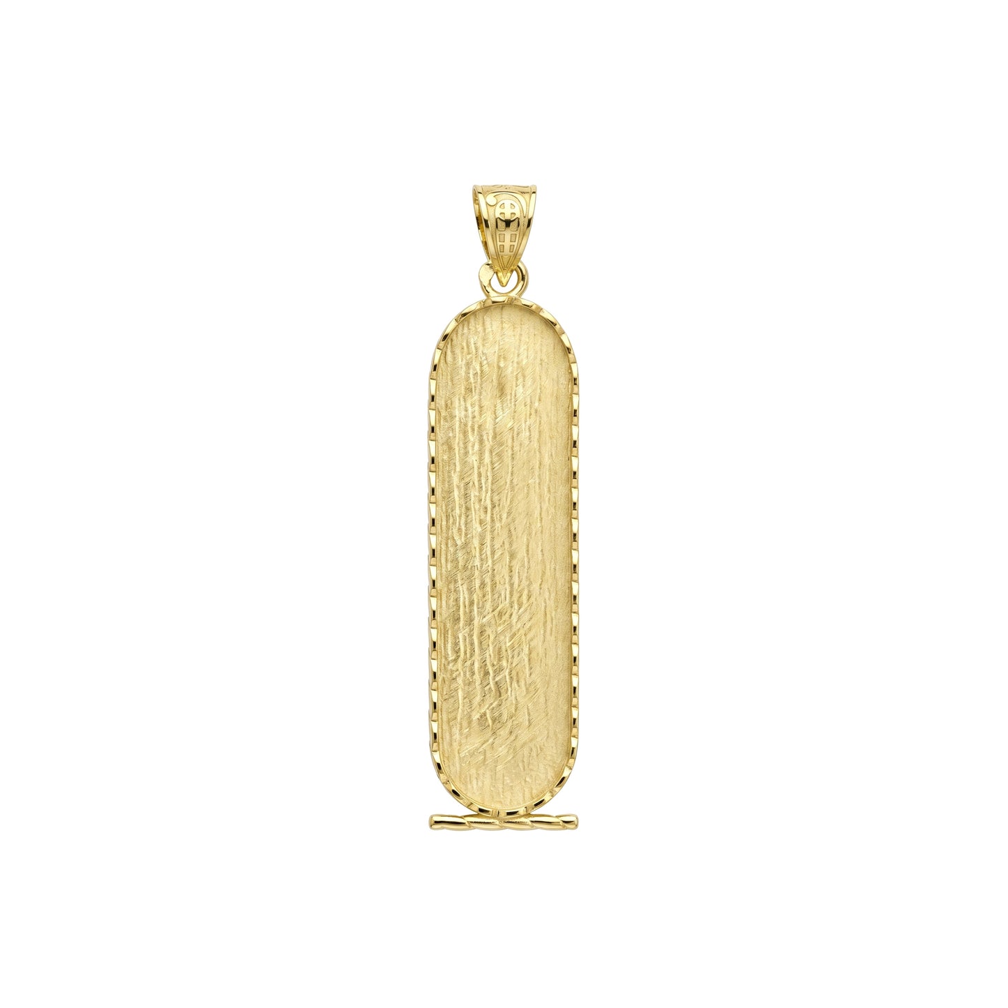 18K Gold Blank Cartouche Pendant - Classic Textured Design