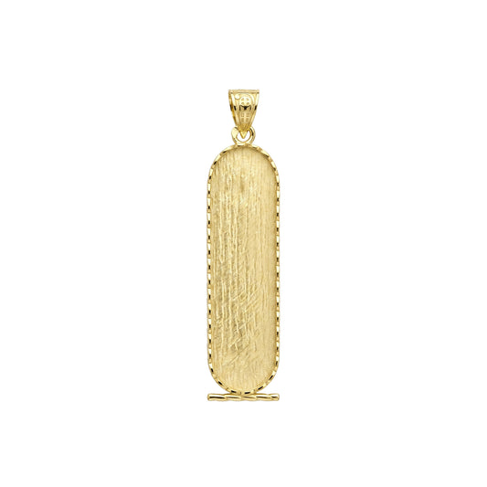 18K Gold Blank Cartouche Pendant - Classic Textured Design