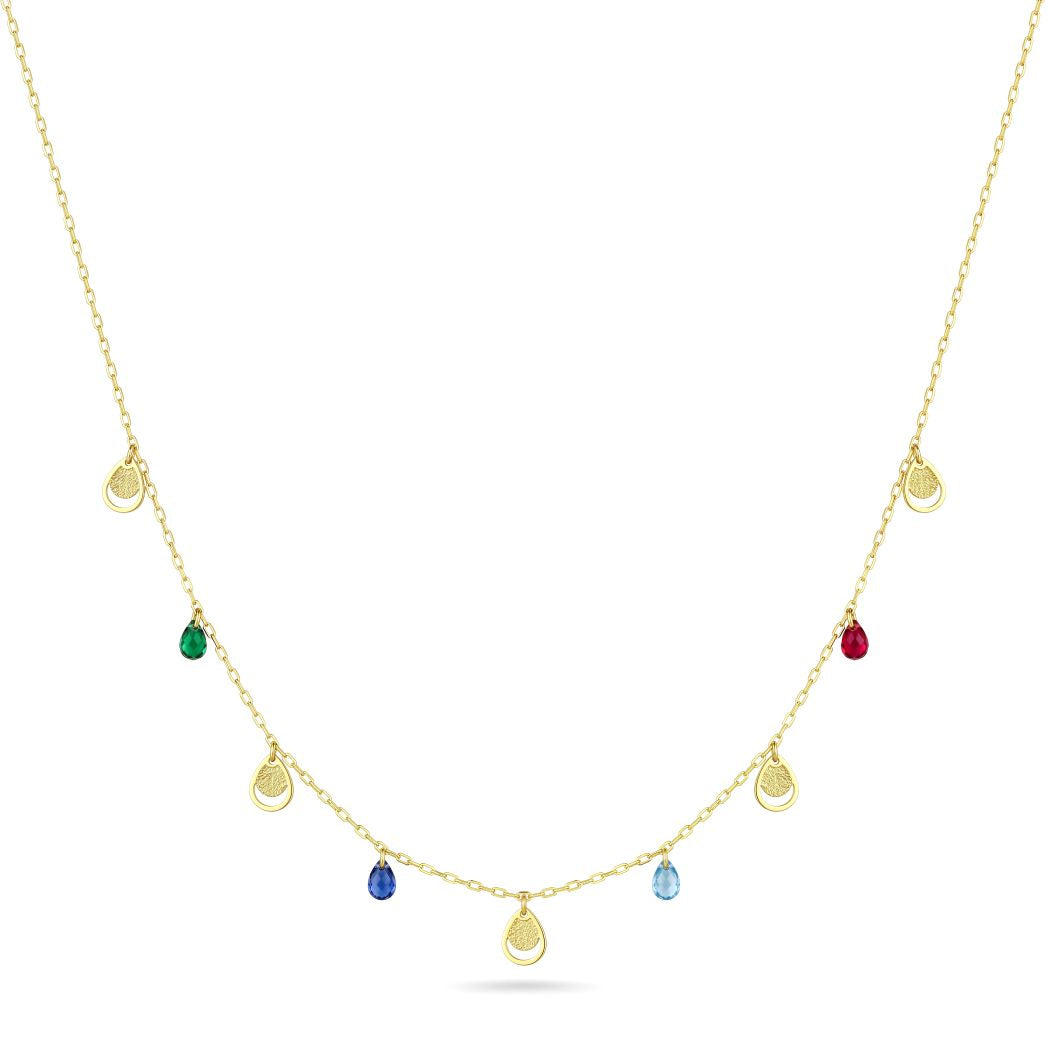 18K Gold Teardrop Charm Necklace