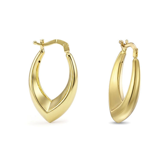 18K Gold Sculpted Tear-Drop Hoop Earrings