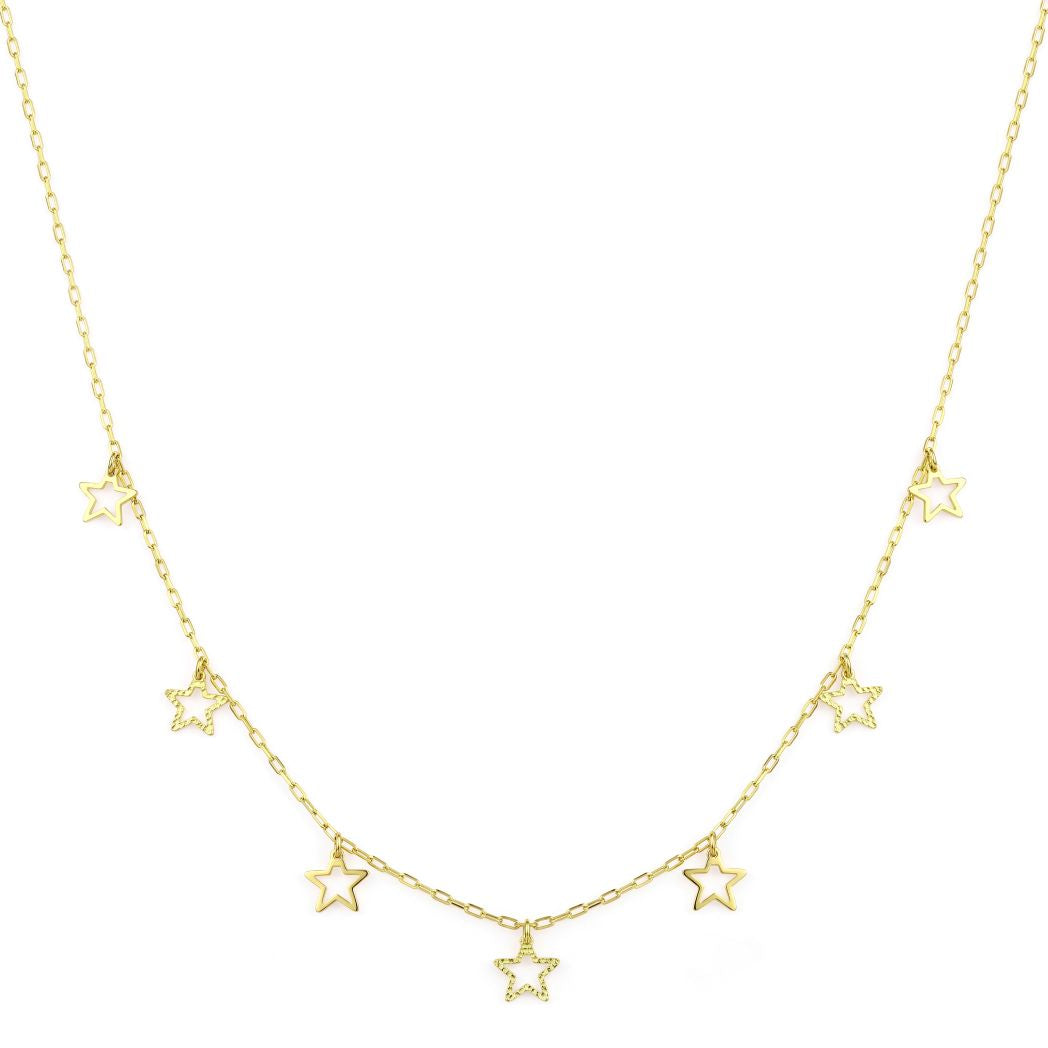 18K Gold Open Star Charm Necklace