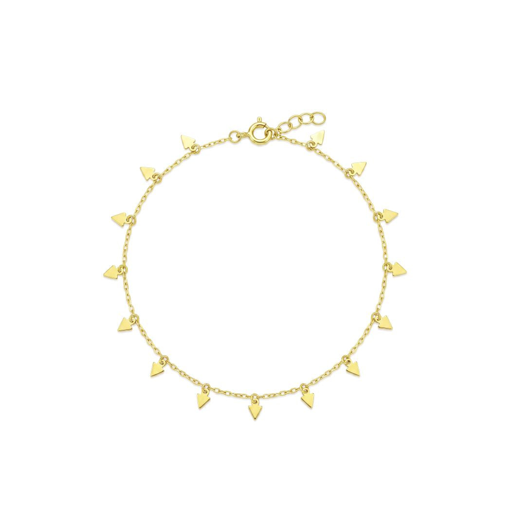 18K Gold Delicate Triangle Charms Anklet