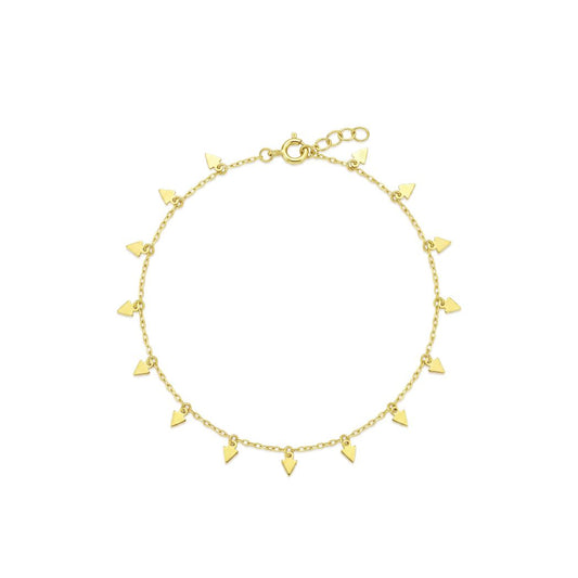 18K Gold Delicate Triangle Charms Anklet