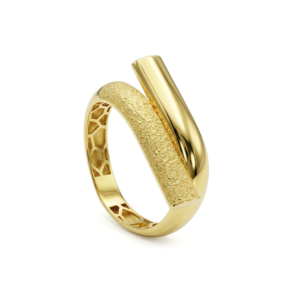 18K Solid Gold Modern Textured Wrap Ring