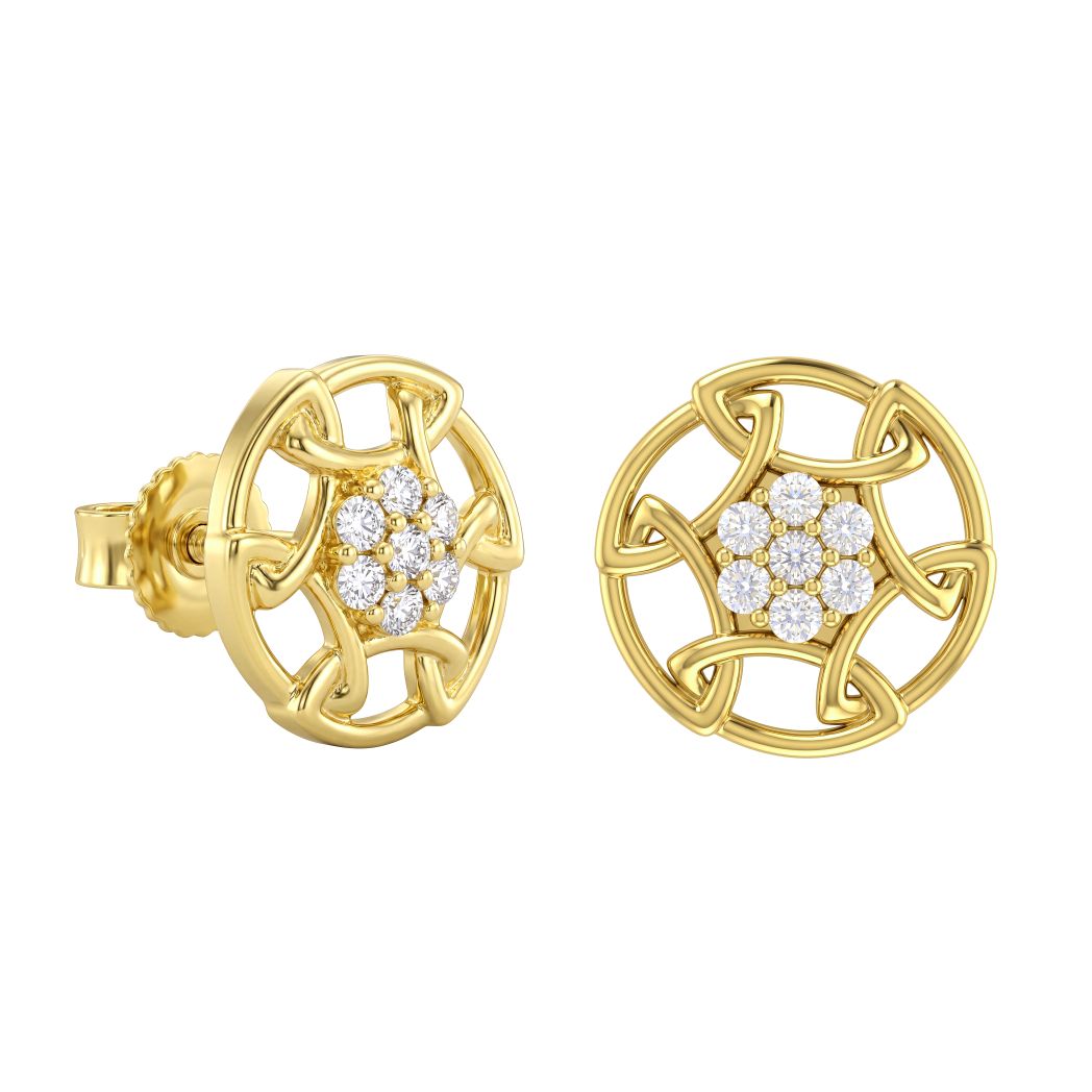18K Gold Celtic Knot Open Circle Stud Earrings