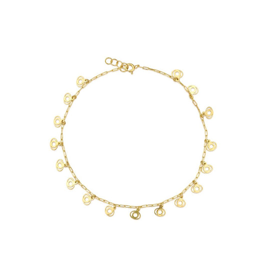 18K Gold Double Circle Dangle Anklet