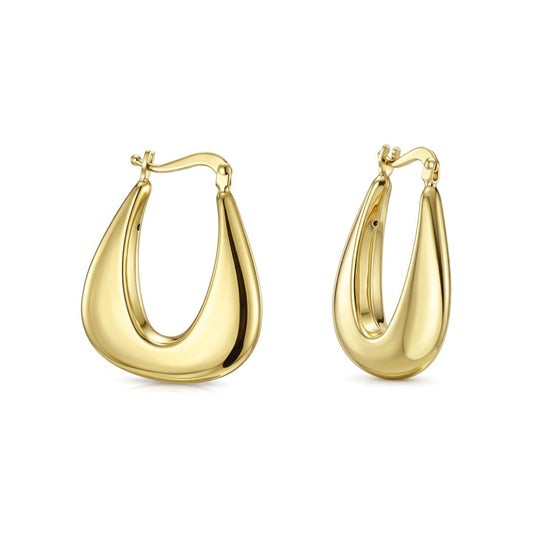 18K Modern Teardrop Gold Hoop Earrings