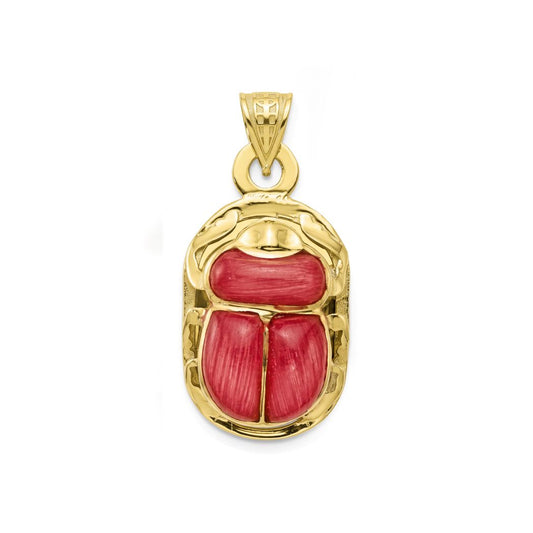 18K Sacred Scarab Beetle Amulet Pendant