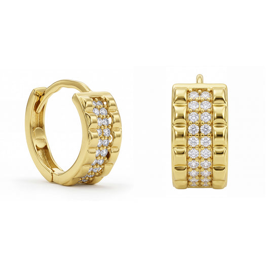 18K Textured Zircon Hoops