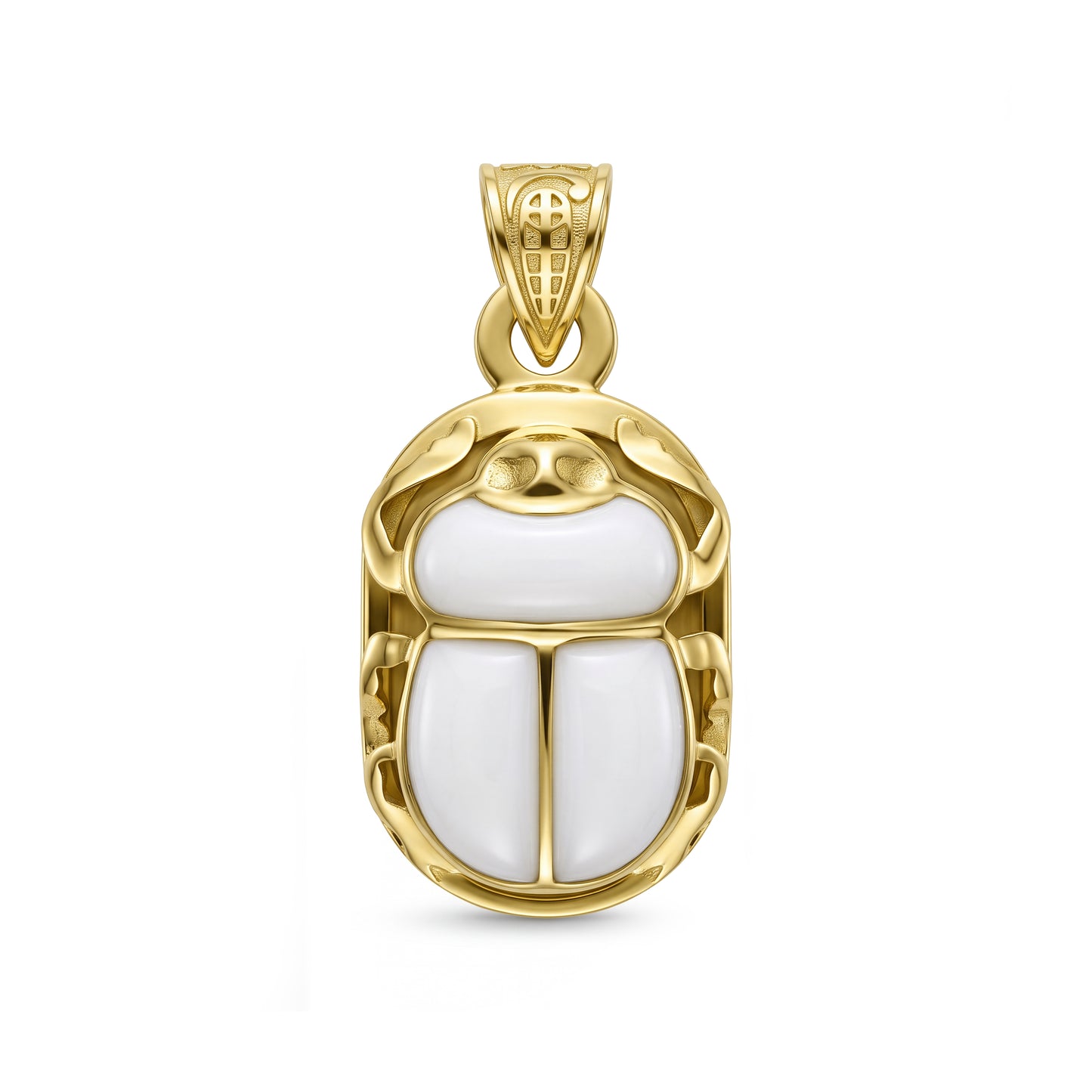18K Sacred Scarab Beetle Amulet Pendant