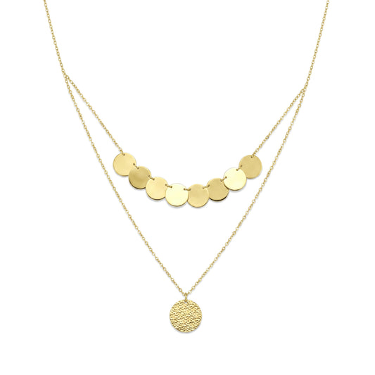 18K Solid Gold Double-Strand Disc