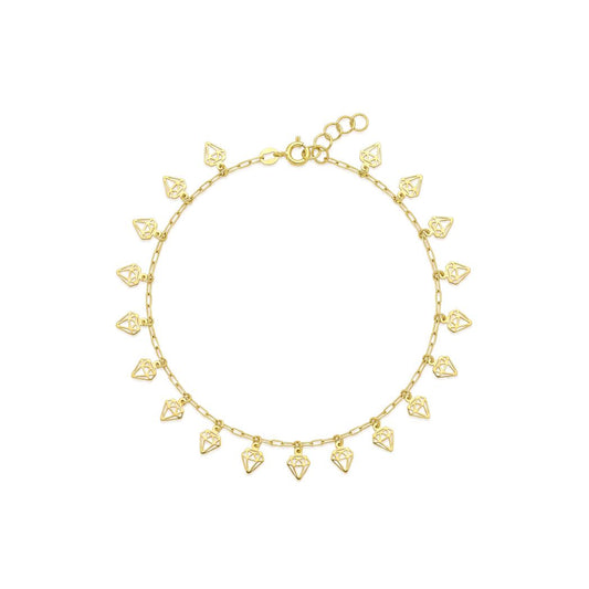 18K Gold Chain Anklet with Openwork Charms