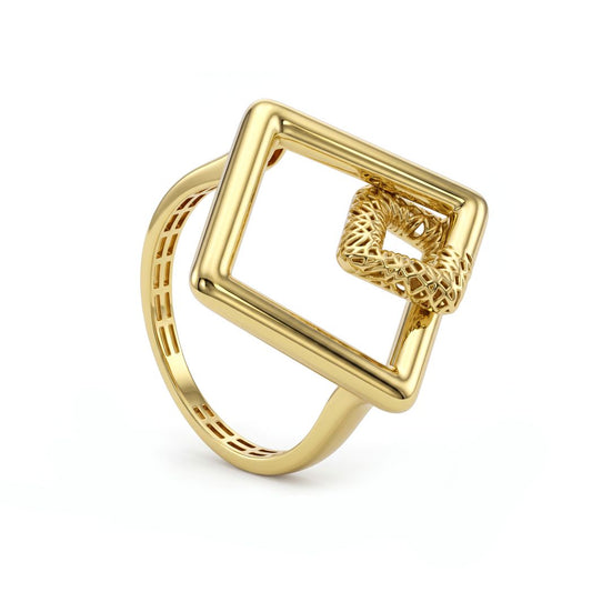 18K Gold Geometric Statement Ring