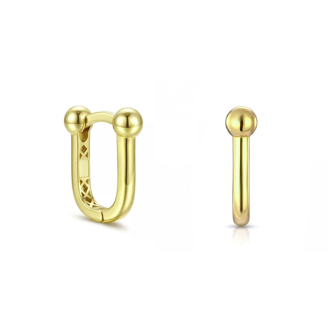 18K Gold Cubic U-Shape Hoop Earrings