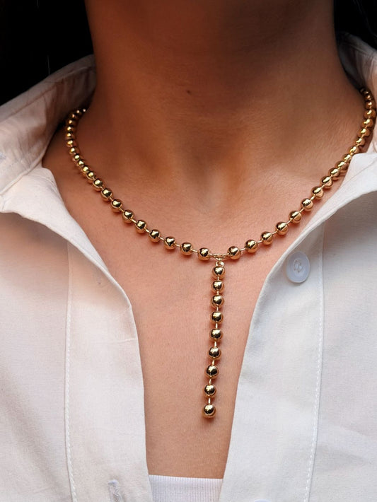 18K Gold Classic Beaded Y-Necklace