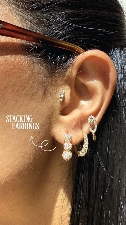 18K Gold Chic Tiered Zircon Hoops