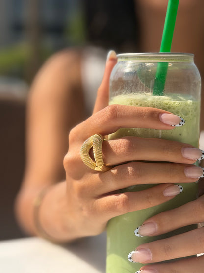 18K Gold Textured Statement Ring