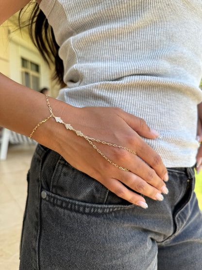 18K Gold Elegant Zircon Hand Chain