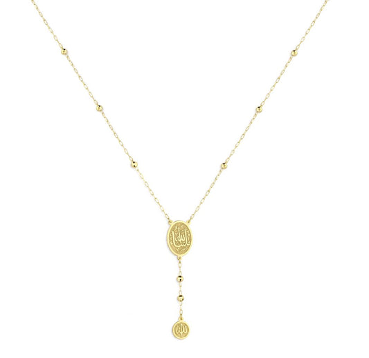 18K Gold Islamic Calligraphy Drop Necklace