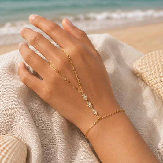 18K Gold Elegant Zircon Hand Chain