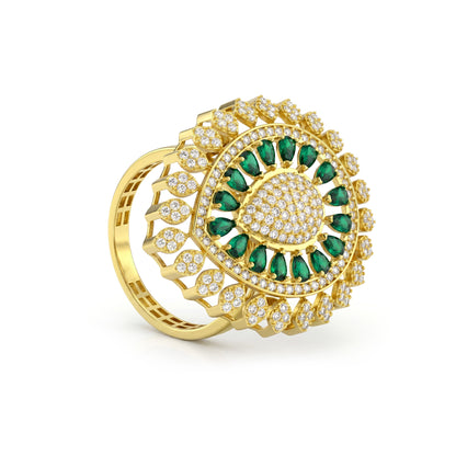 18K Gold Emerald & Zircon Grand Statement Set