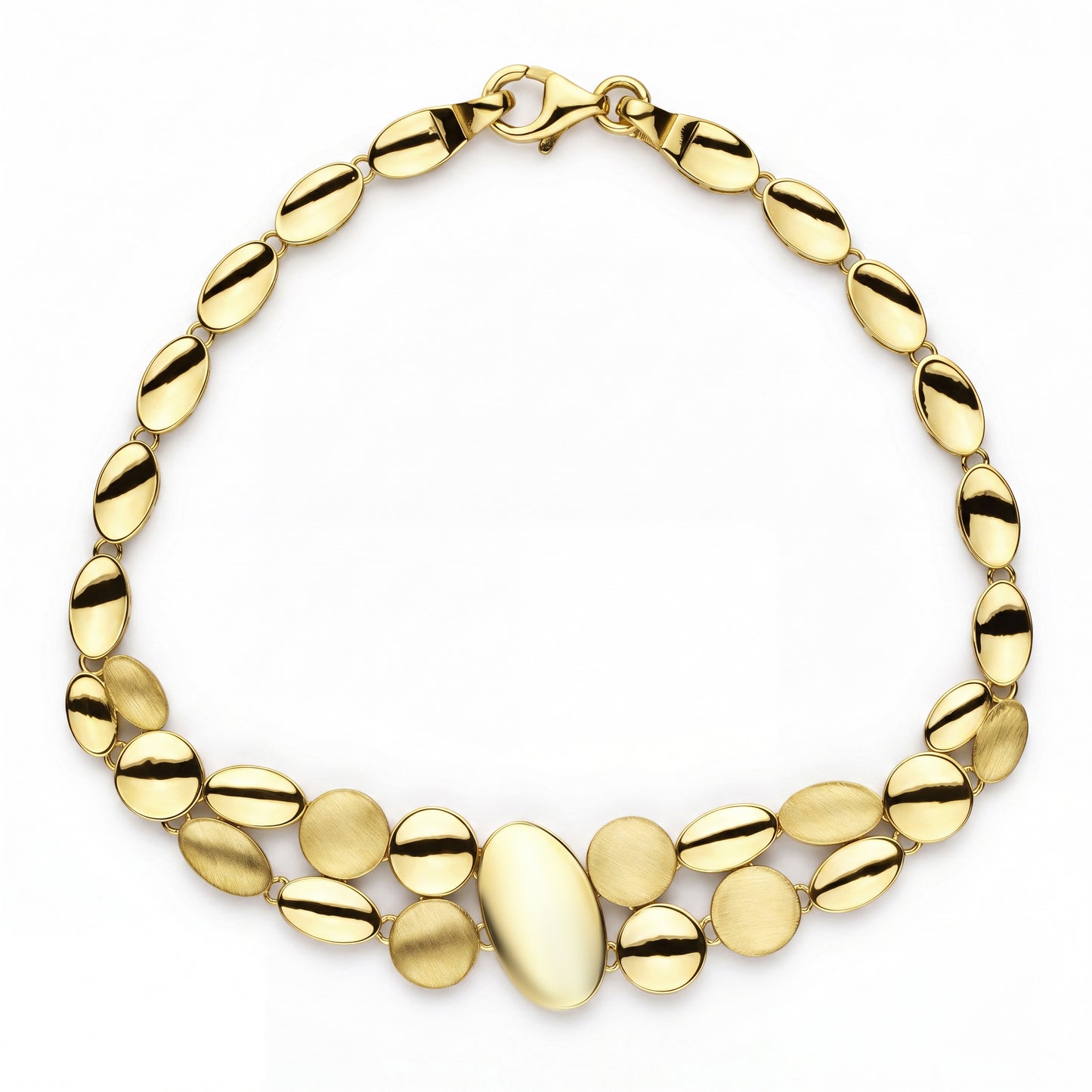 18K Elegant Brushed Gold Oval Link Jewelry Set