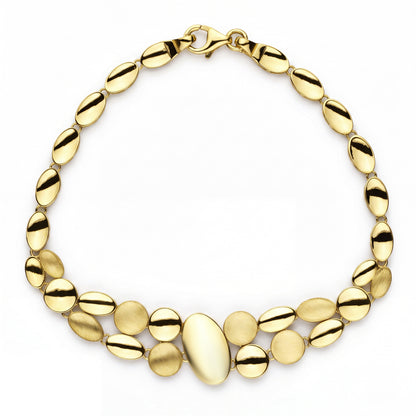 18K Elegant Brushed Gold Oval Link Jewelry Set