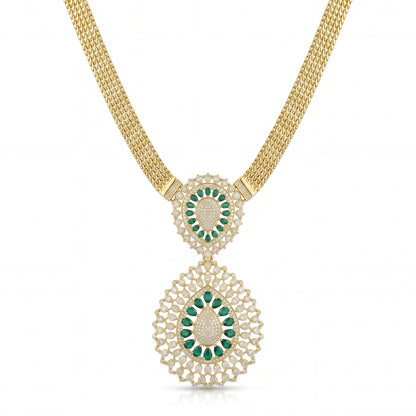 18K Gold Emerald & Zircon Grand Statement Set