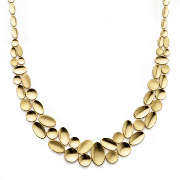 18K Elegant Brushed Gold Oval Link Jewelry Set
