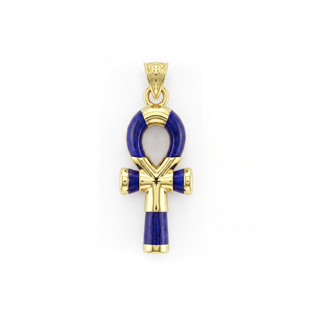 18K Gold Ankh Key of Life Pendant