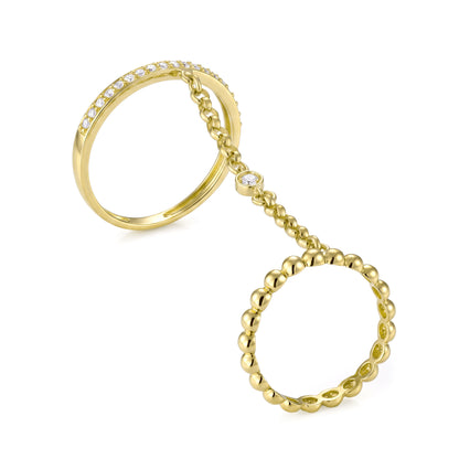 18K Gold Linked Double Ring