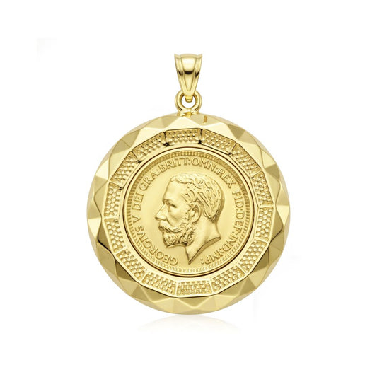 18K Gold Coin Pendant with Geometric Bezel