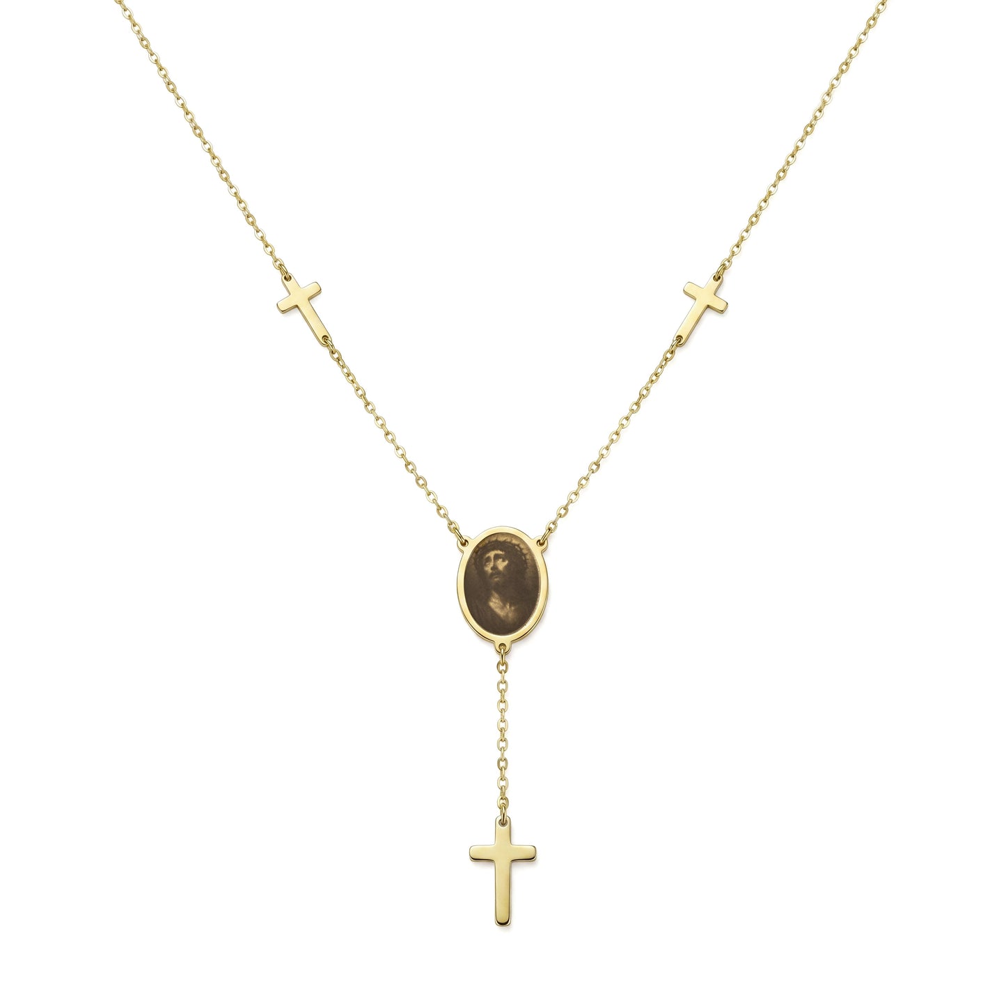18K Gold Christian Unity Rosary Necklace