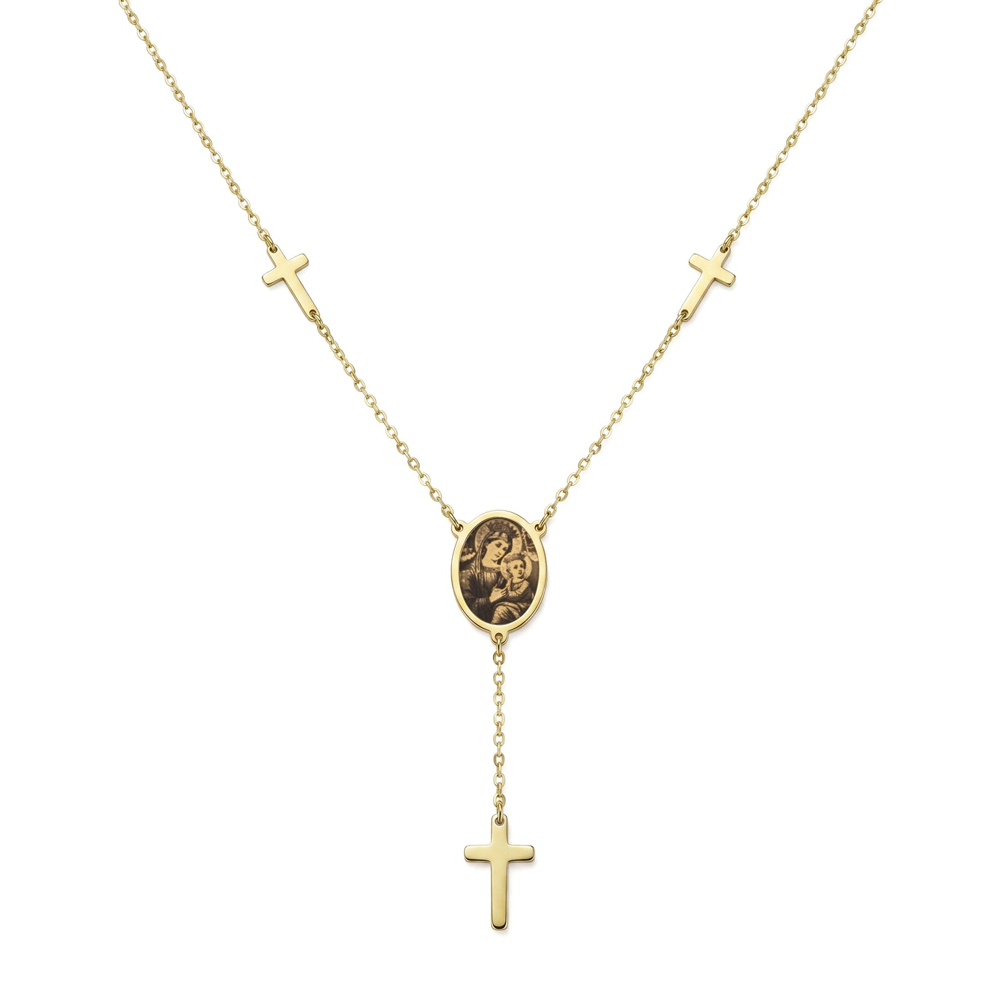 18K Gold Christian Unity Rosary Necklace