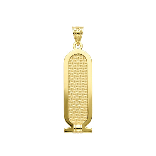 18K Gold Woven-Texture Cartouche Pendant