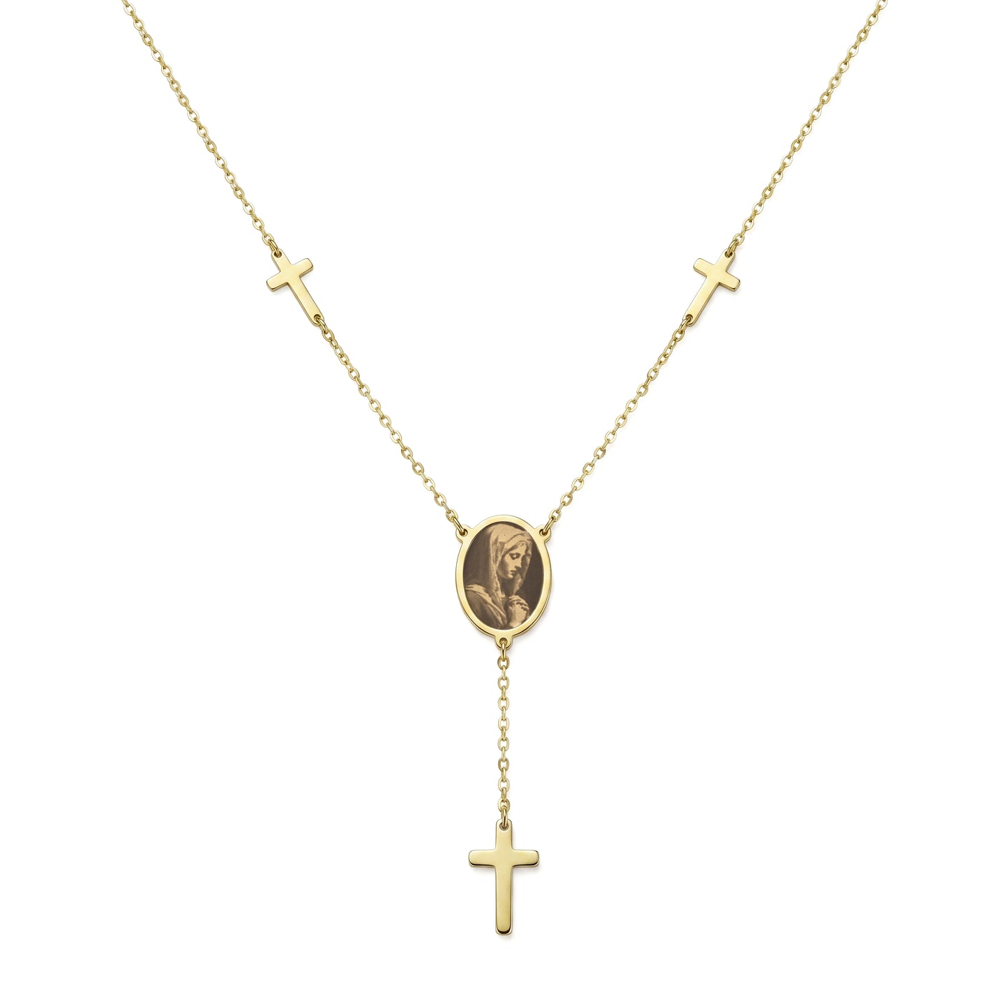 18K Gold Christian Unity Rosary Necklace