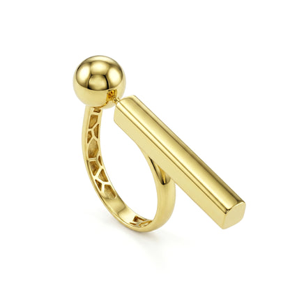 18k Gold Modern Minimalist Bar Ring